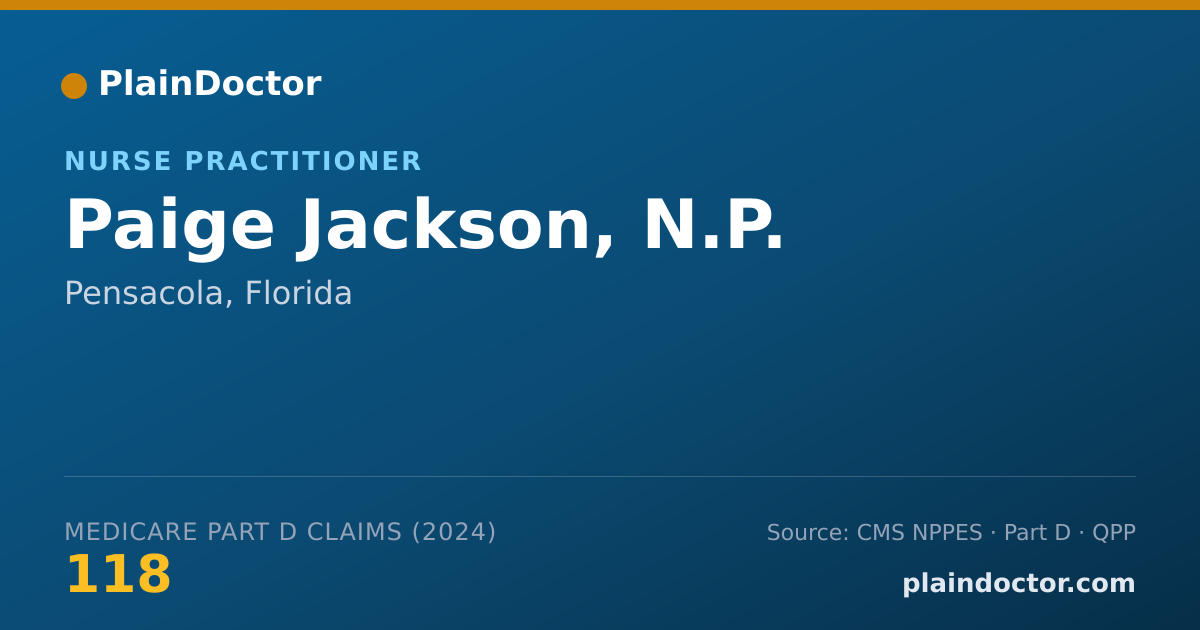 Shareable card for Paige Jackson, N.P. - Nurse Practitioner, Pensacola, FL