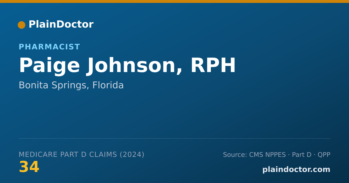 Shareable card for Paige Johnson, RPH - Pharmacist, Bonita Springs, FL