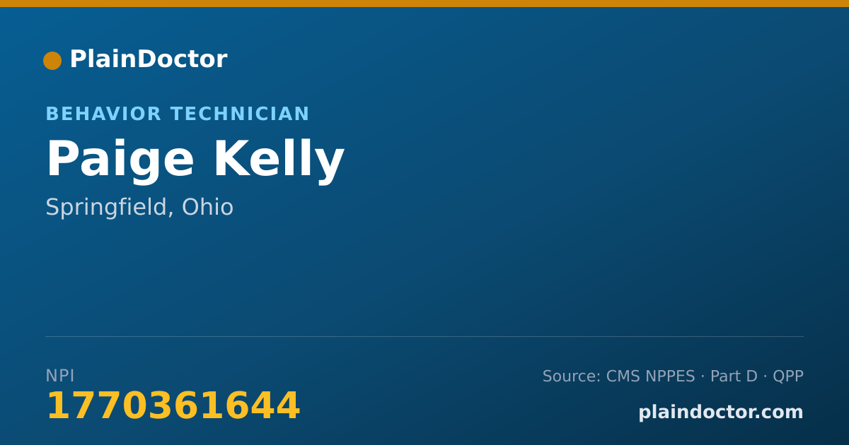 Shareable card for Paige Kelly - Behavior Technician, Springfield, OH