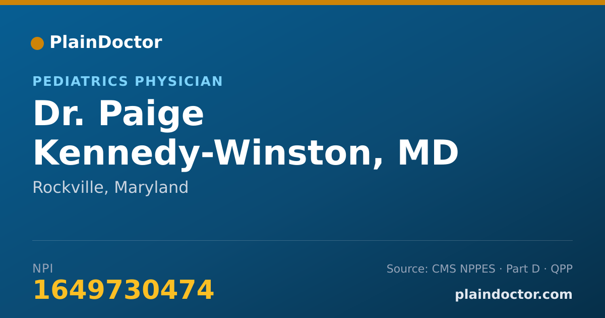 Shareable card for Paige Kennedy-Winston, MD - Pediatrics Physician, Rockville, MD
