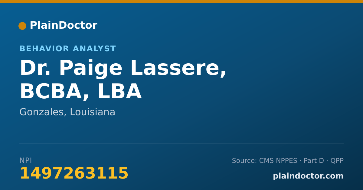 Shareable card for Paige Lassere, BCBA, LBA - Behavior Analyst, Gonzales, LA