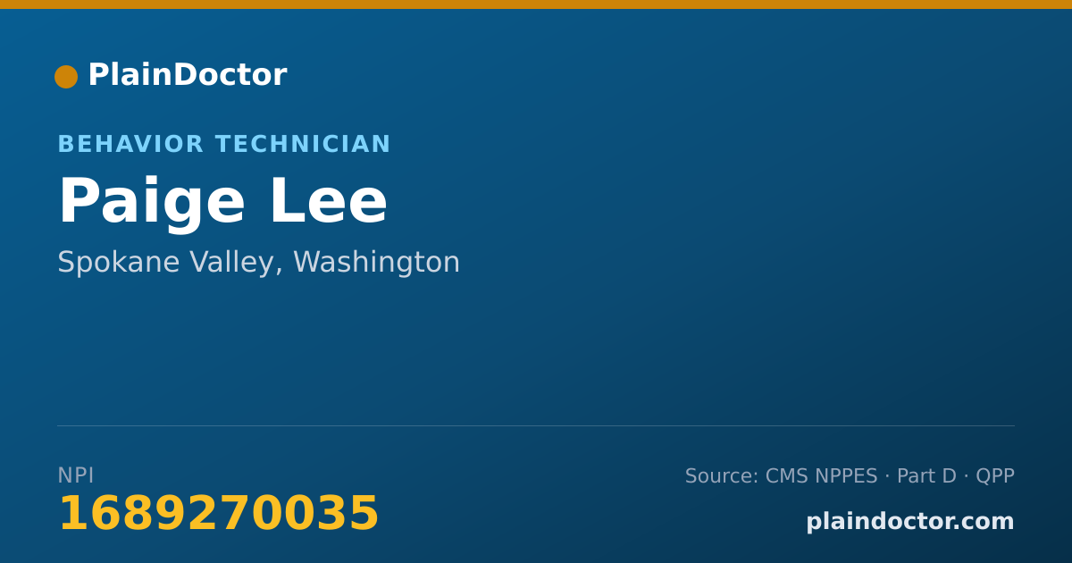 Shareable card for Paige Lee - Behavior Technician, Spokane Valley, WA