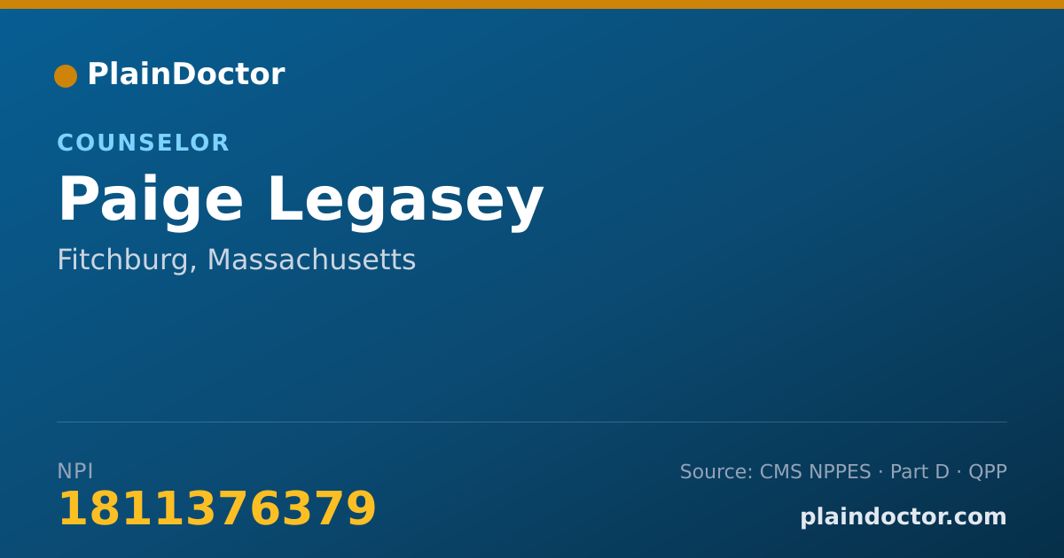 Shareable card for Paige Legasey - Counselor, Fitchburg, MA