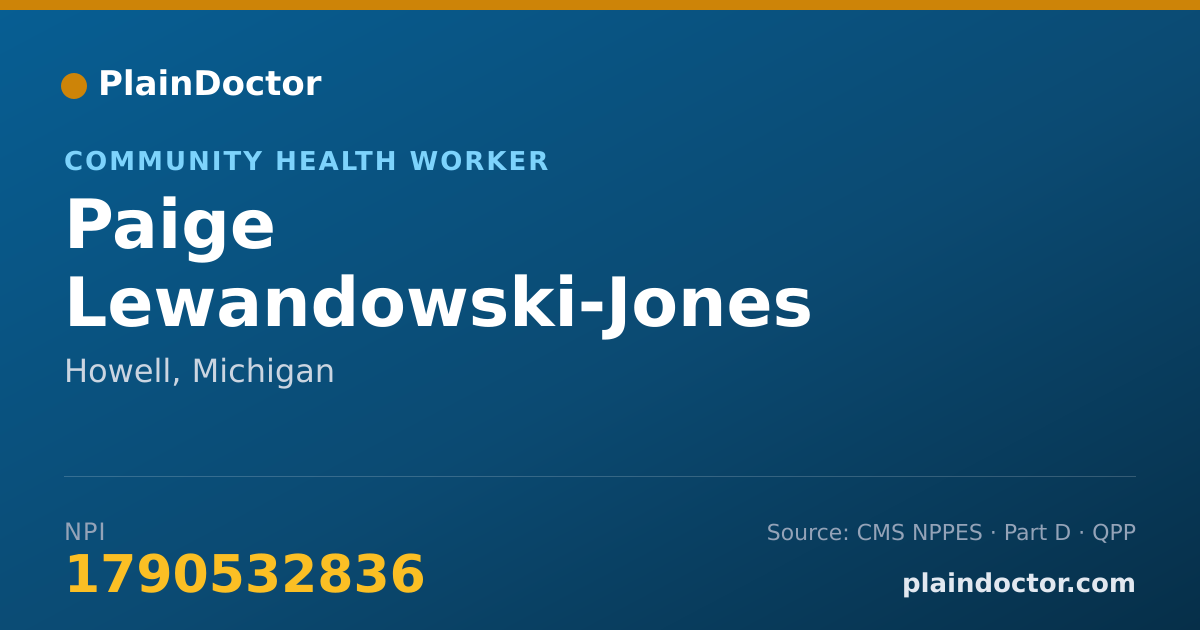 Shareable card for Paige Lewandowski-Jones - Community Health Worker, Howell, MI