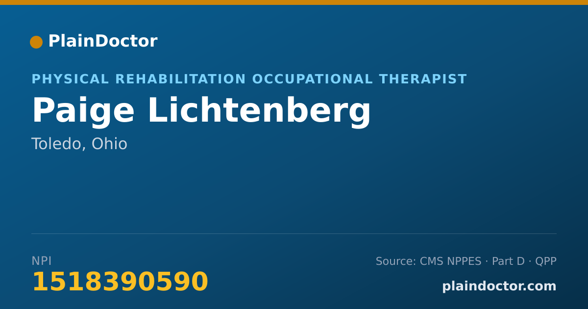 Shareable card for Paige Lichtenberg - Physical Rehabilitation Occupational Therapist, Toledo, OH