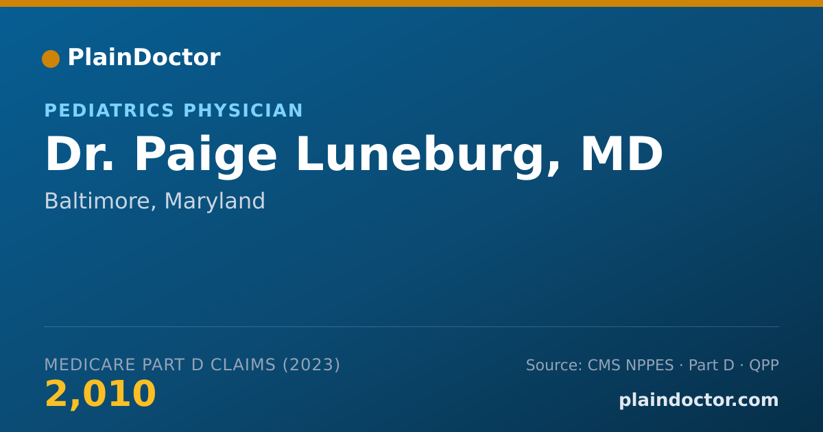 Shareable card for Paige Luneburg, MD - Pediatrics Physician, Baltimore, MD