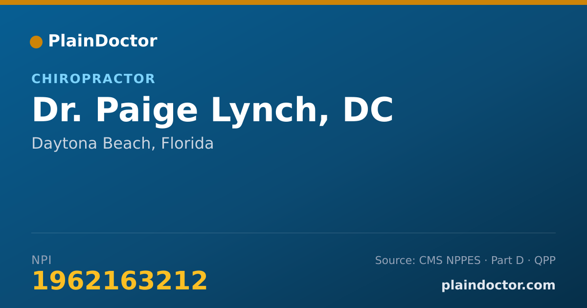 Shareable card for Paige Lynch, DC - Chiropractor, Daytona Beach, FL