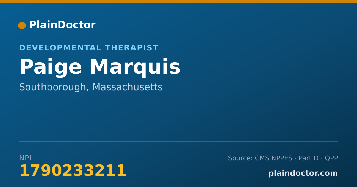 Shareable card for Paige Marquis - Developmental Therapist, Southborough, MA