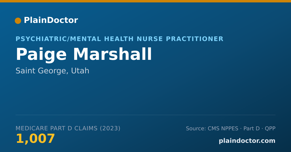 Shareable card for Paige Marshall - Psychiatric/Mental Health Nurse Practitioner, Saint George, UT