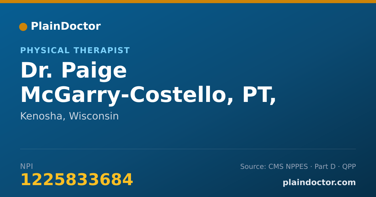 Shareable card for Paige McGarry-Costello, PT, DPT - Physical Therapist, Kenosha, WI