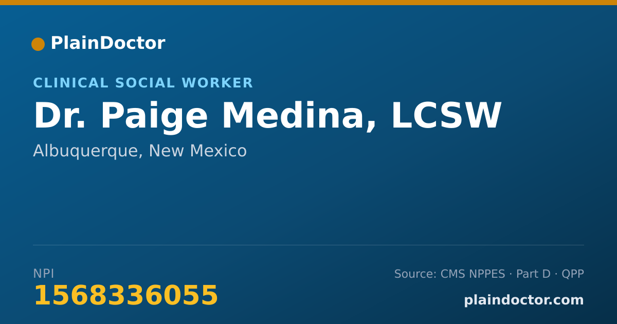 Shareable card for Paige Medina, LCSW - Clinical Social Worker, Albuquerque, NM