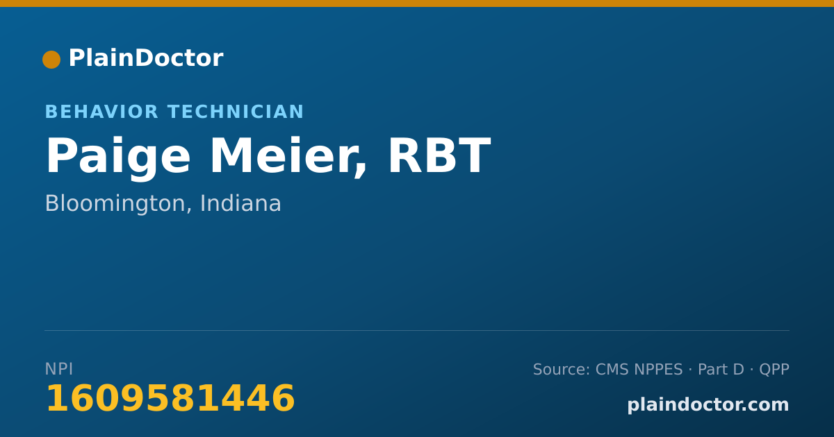 Shareable card for Paige Meier, RBT - Behavior Technician, Bloomington, IN