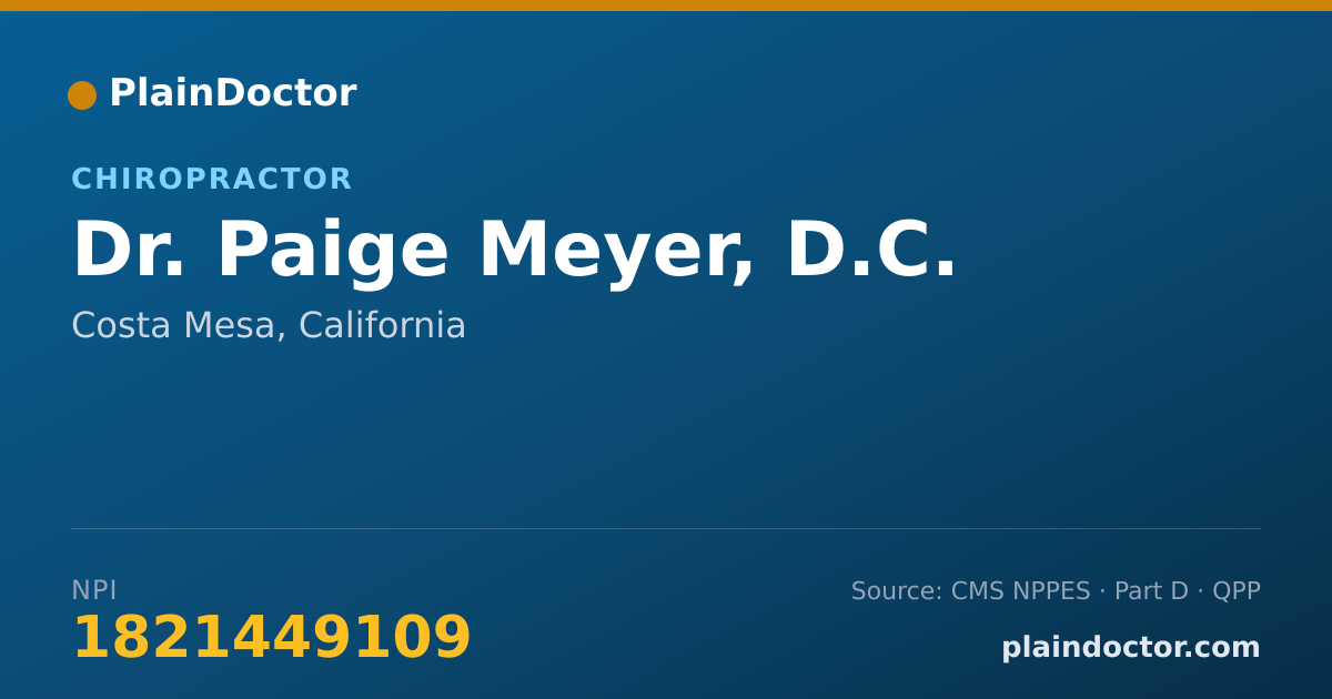 Shareable card for Paige Meyer, D.C. - Chiropractor, Costa Mesa, CA