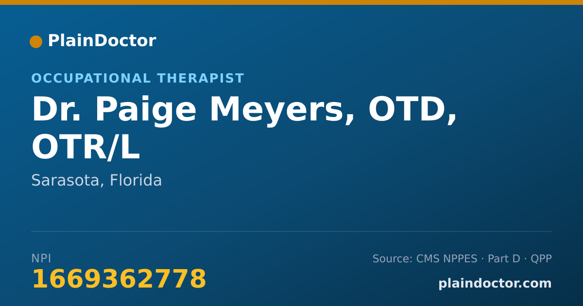 Shareable card for Paige Meyers, OTD, OTR/L - Occupational Therapist, Sarasota, FL