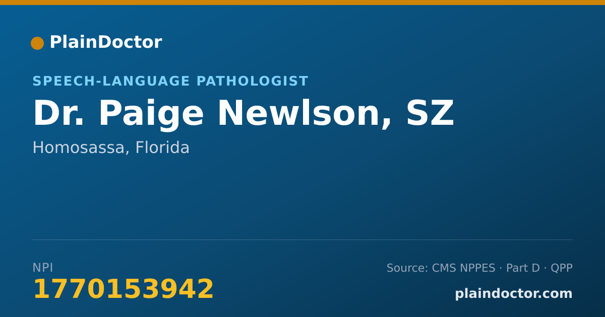 Shareable card for Paige Newlson, SZ - Speech-Language Pathologist, Homosassa, FL