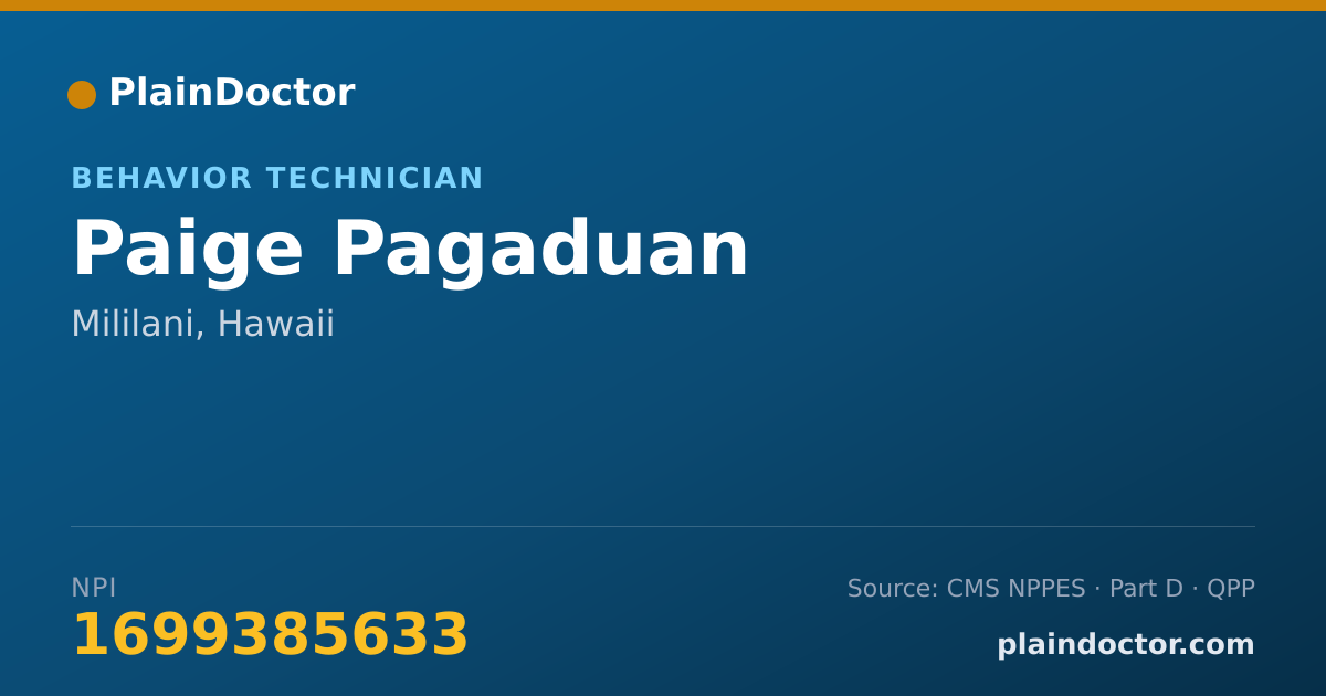 Shareable card for Paige Pagaduan - Behavior Technician, Mililani, HI