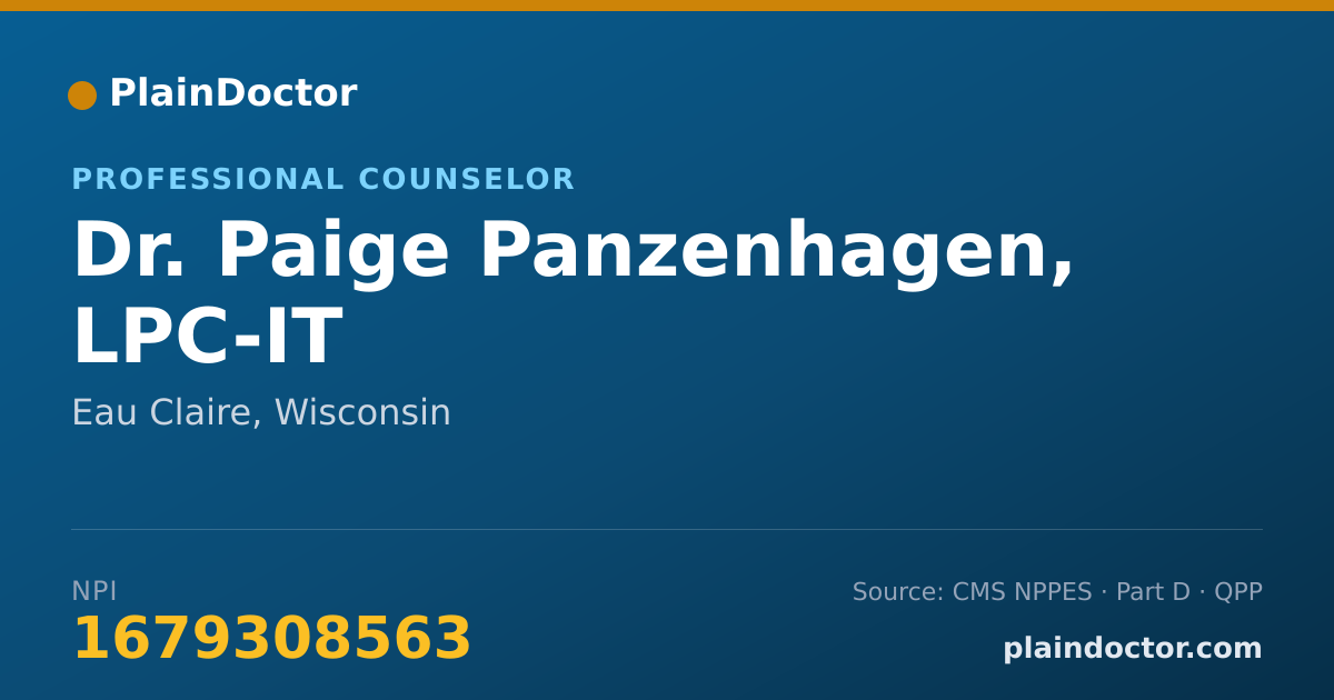 Shareable card for Paige Panzenhagen, LPC-IT - Professional Counselor, Eau Claire, WI