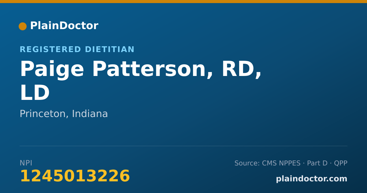 Shareable card for Paige Patterson, RD, LD - Registered Dietitian, Princeton, IN