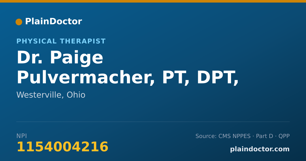Shareable card for Paige Pulvermacher, PT, DPT, LAT, ATC - Physical Therapist, Westerville, OH