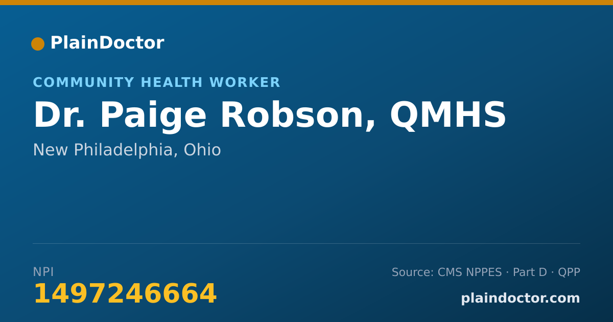 Shareable card for Paige Robson, QMHS - Community Health Worker, New Philadelphia, OH