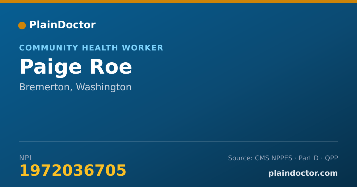 Shareable card for Paige Roe - Community Health Worker, Bremerton, WA