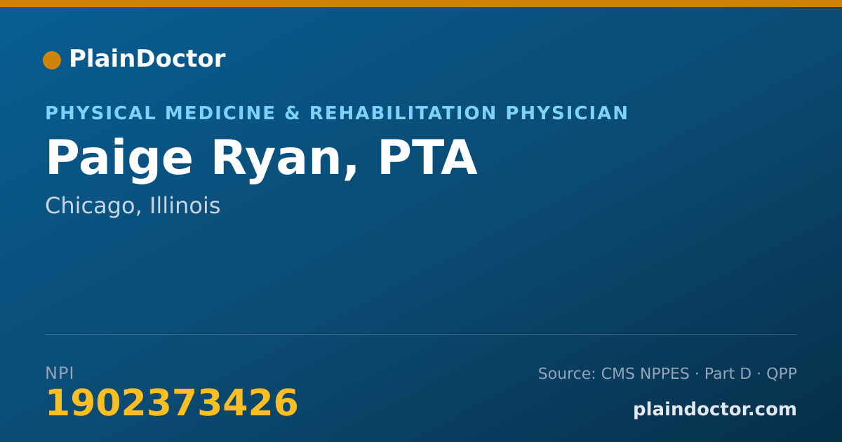 Shareable card for Paige Ryan, PTA - Physical Medicine & Rehabilitation Physician, Chicago, IL