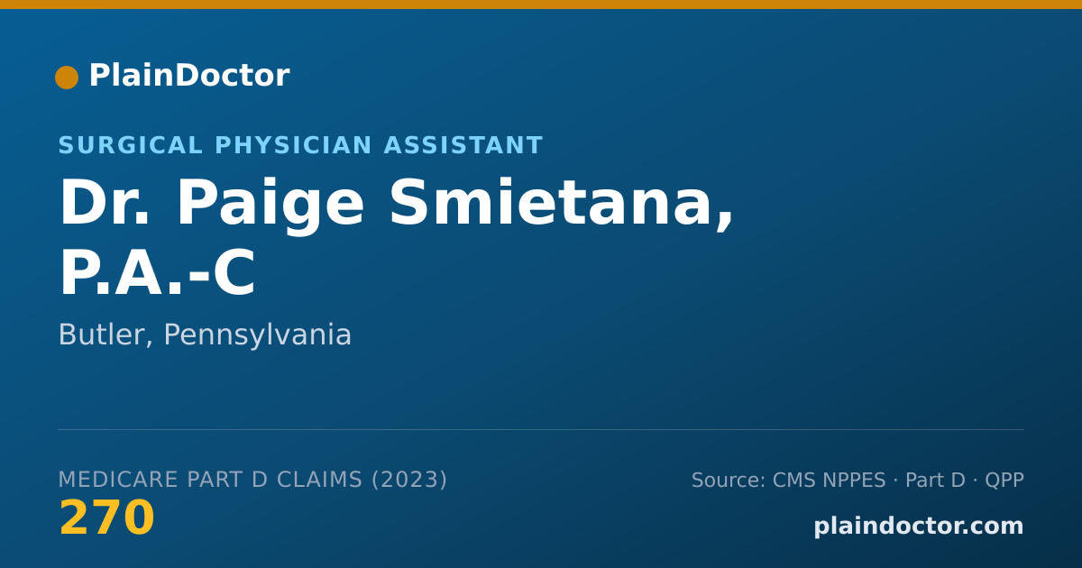 Shareable card for Paige Smietana, P.A.-C - Surgical Physician Assistant, Butler, PA