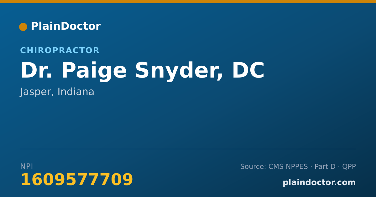 Shareable card for Paige Snyder, DC - Chiropractor, Jasper, IN