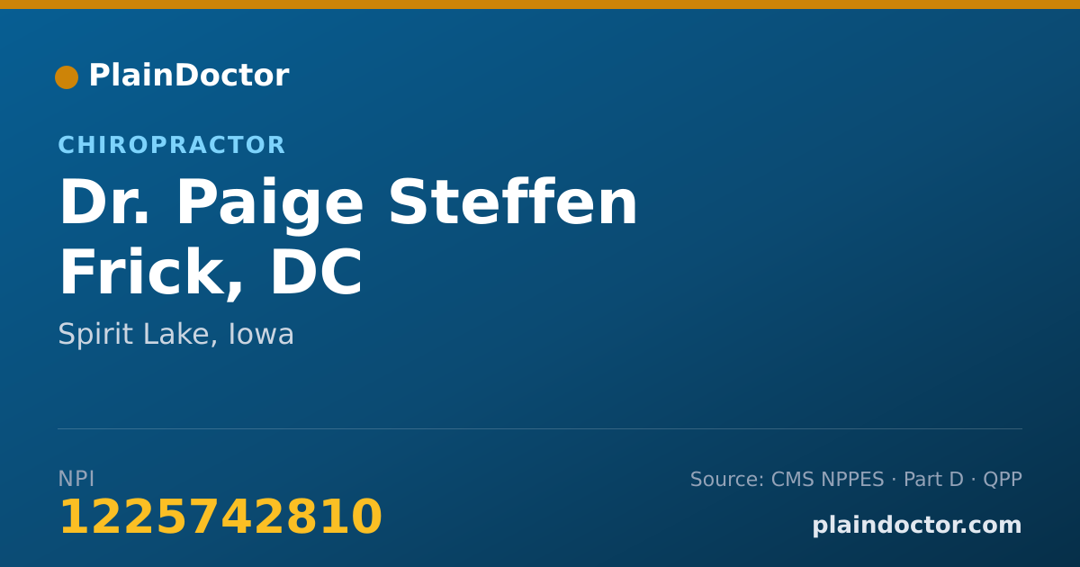 Shareable card for Paige Steffen Frick, DC - Chiropractor, Spirit Lake, IA