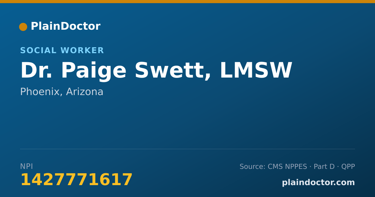 Shareable card for Paige Swett, LMSW - Social Worker, Phoenix, AZ