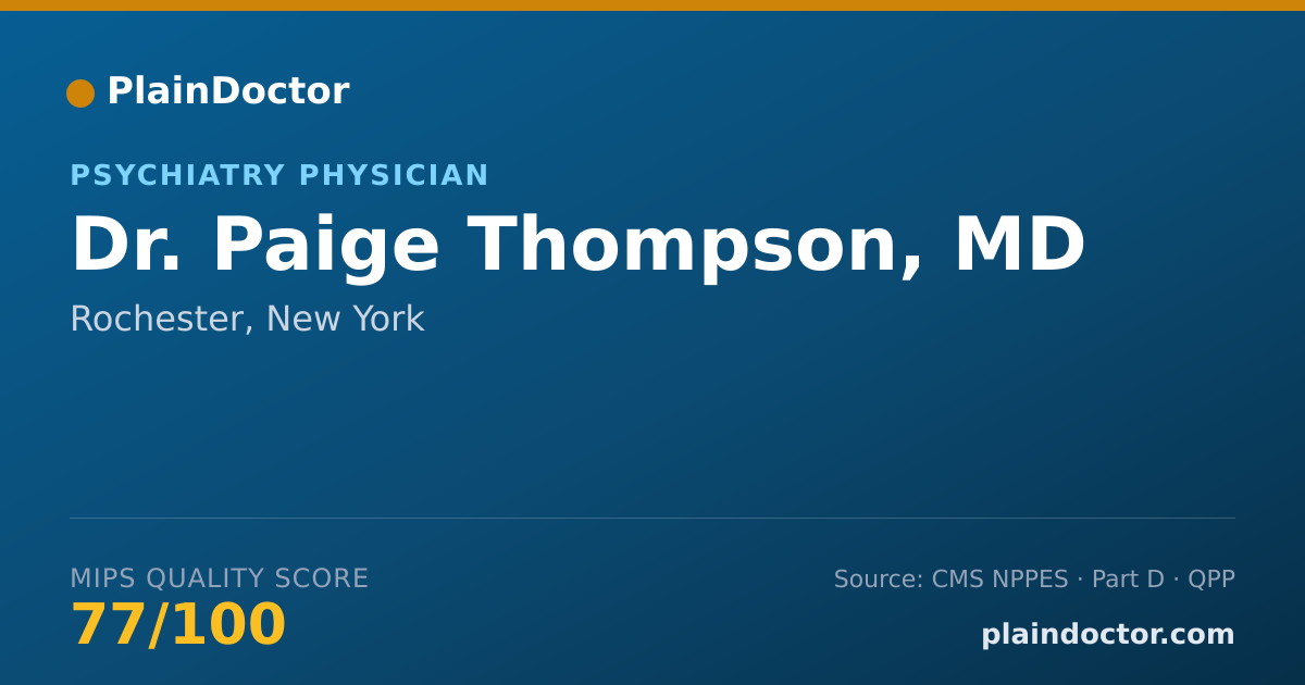 Shareable card for Paige Thompson, MD - Psychiatry Physician, Rochester, NY
