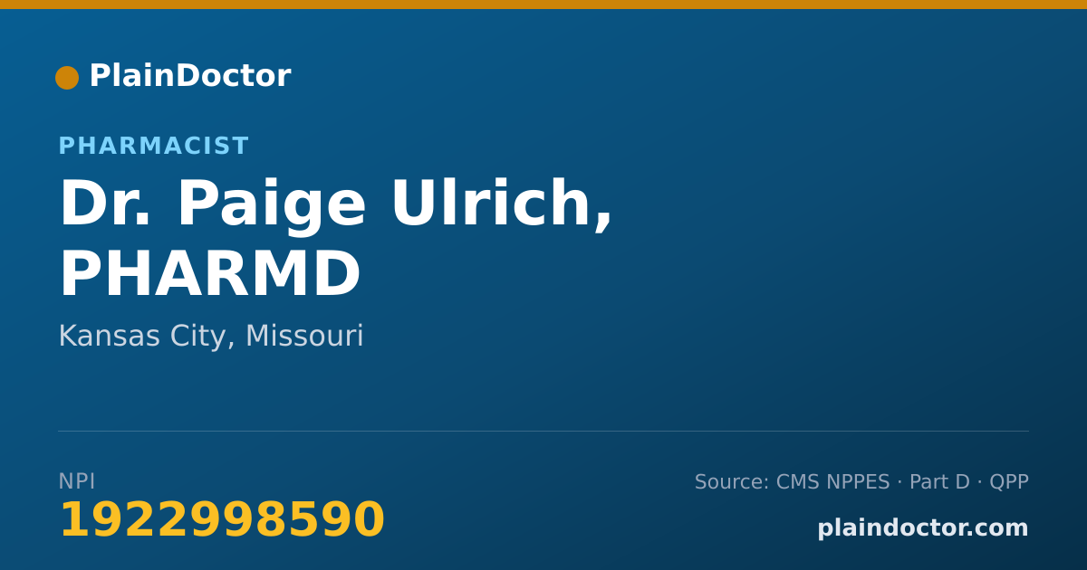 Shareable card for Paige Ulrich, PHARMD - Pharmacist, Kansas City, MO