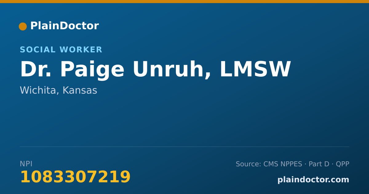 Shareable card for Paige Unruh, LMSW - Social Worker, Wichita, KS