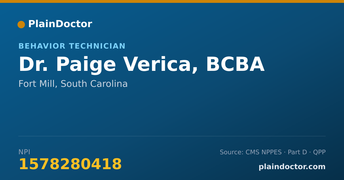 Shareable card for Paige Verica, BCBA - Behavior Technician, Fort Mill, SC