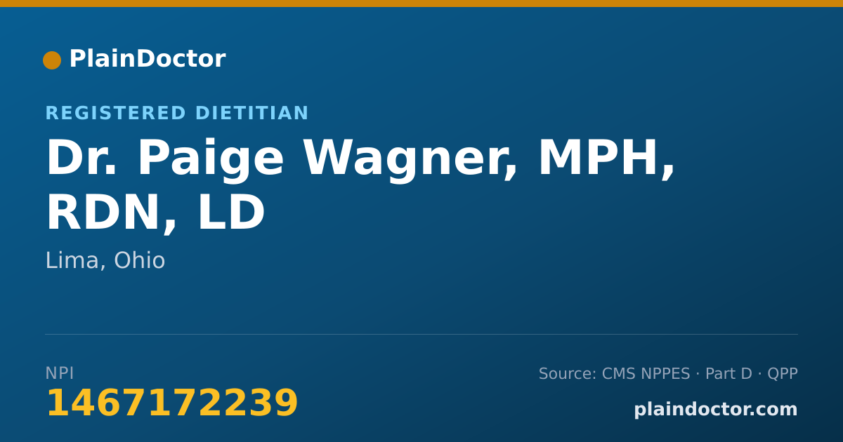 Shareable card for Paige Wagner, MPH, RDN, LD - Registered Dietitian, Lima, OH