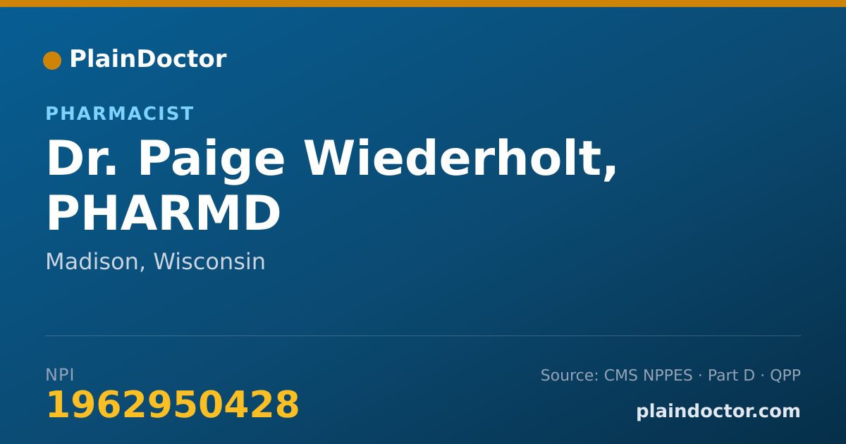 Shareable card for Paige Wiederholt, PHARMD - Pharmacist, Madison, WI