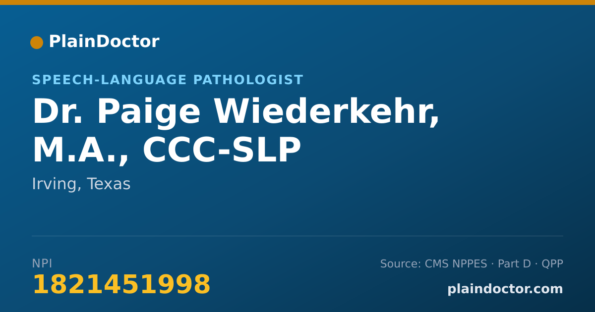 Shareable card for Paige Wiederkehr, M.A., CCC-SLP - Speech-Language Pathologist, Irving, TX