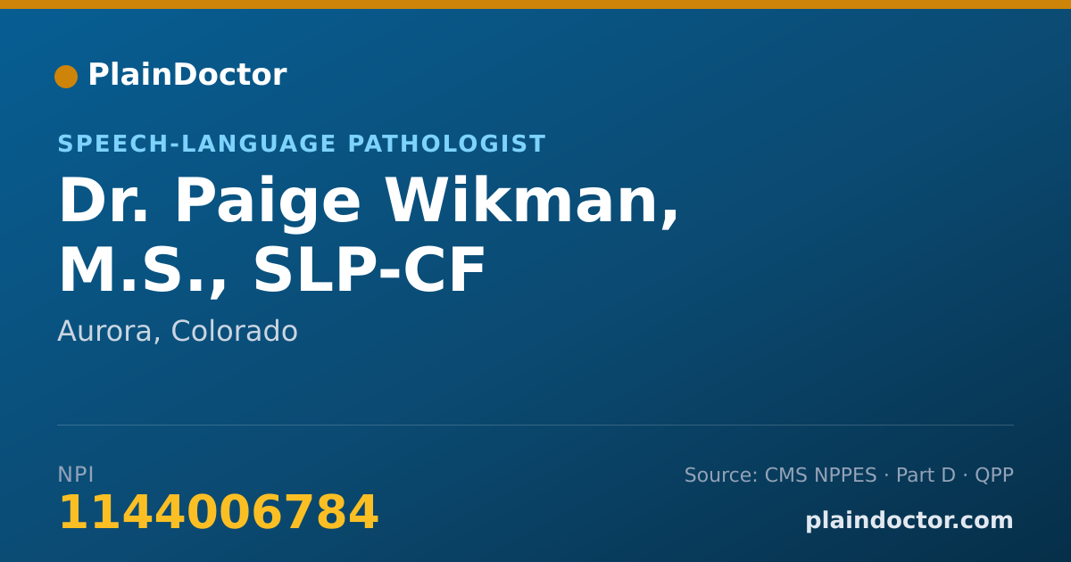 Shareable card for Paige Wikman, M.S., SLP-CF - Speech-Language Pathologist, Aurora, CO