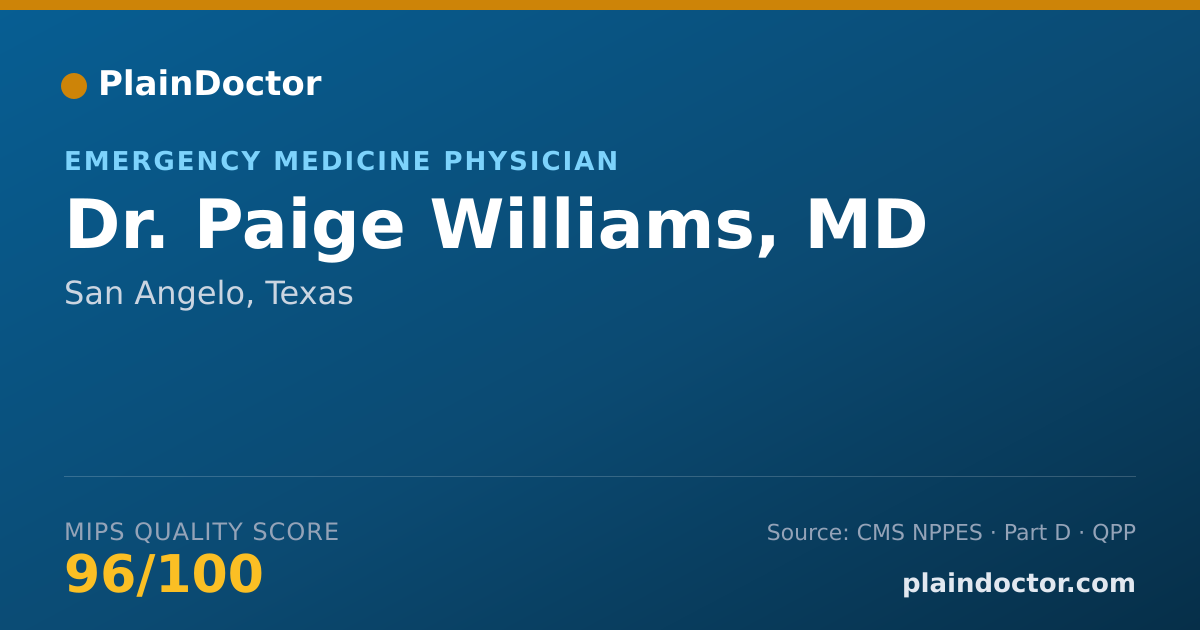 Shareable card for Paige Williams, MD - Emergency Medicine Physician, San Angelo, TX