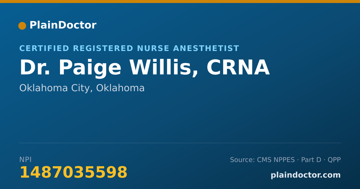 Shareable card for Paige Willis, CRNA - Certified Registered Nurse Anesthetist, Oklahoma City, OK