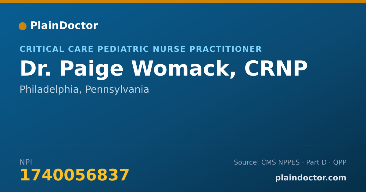 Shareable card for Paige Womack, CRNP - Critical Care Pediatric Nurse Practitioner, Philadelphia, PA