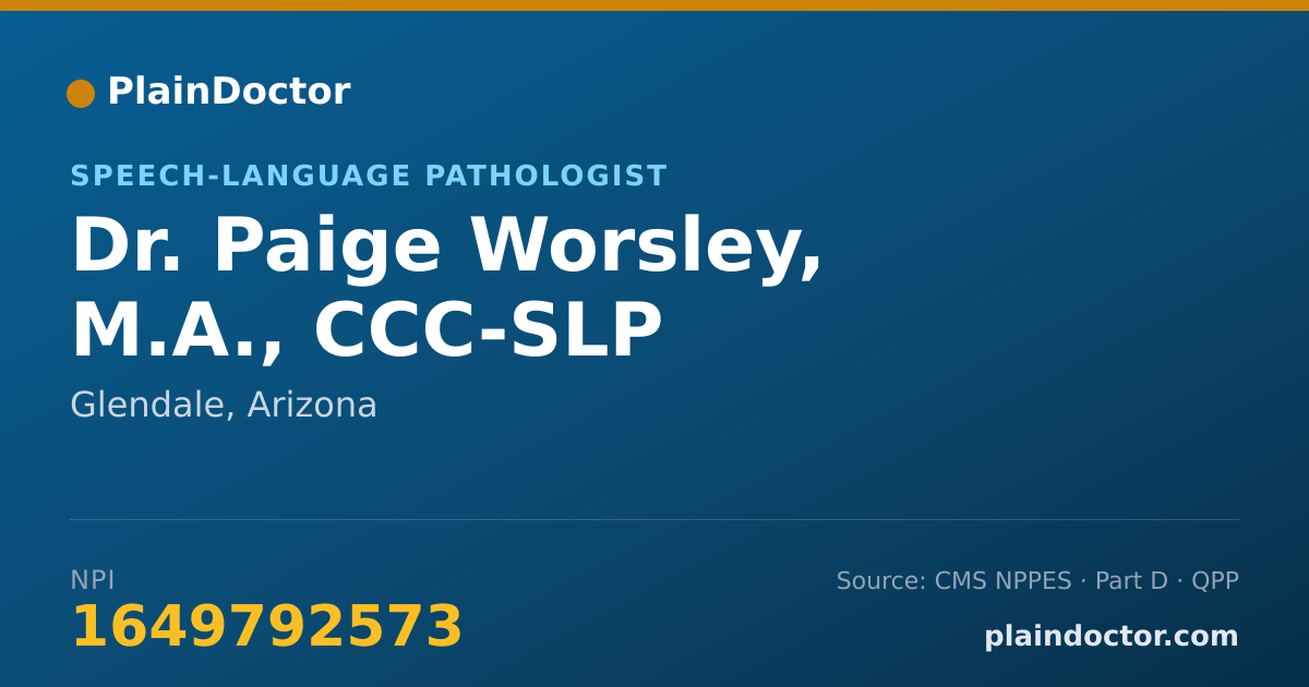 Shareable card for Paige Worsley, M.A., CCC-SLP - Speech-Language Pathologist, Glendale, AZ