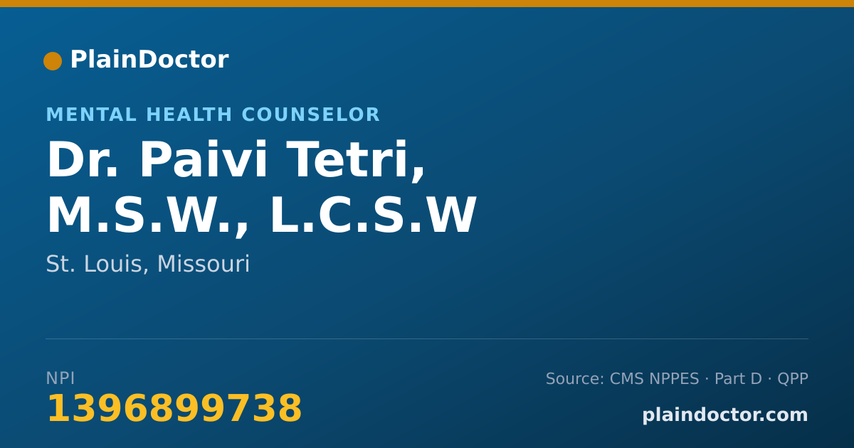 Shareable card for Paivi Tetri, M.S.W., L.C.S.W - Mental Health Counselor, St. Louis, MO
