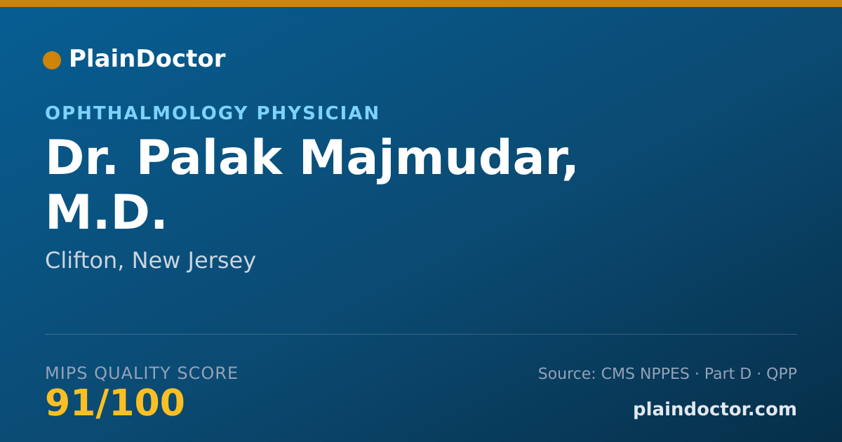 Shareable card for Palak Majmudar, M.D. - Ophthalmology Physician, Clifton, NJ