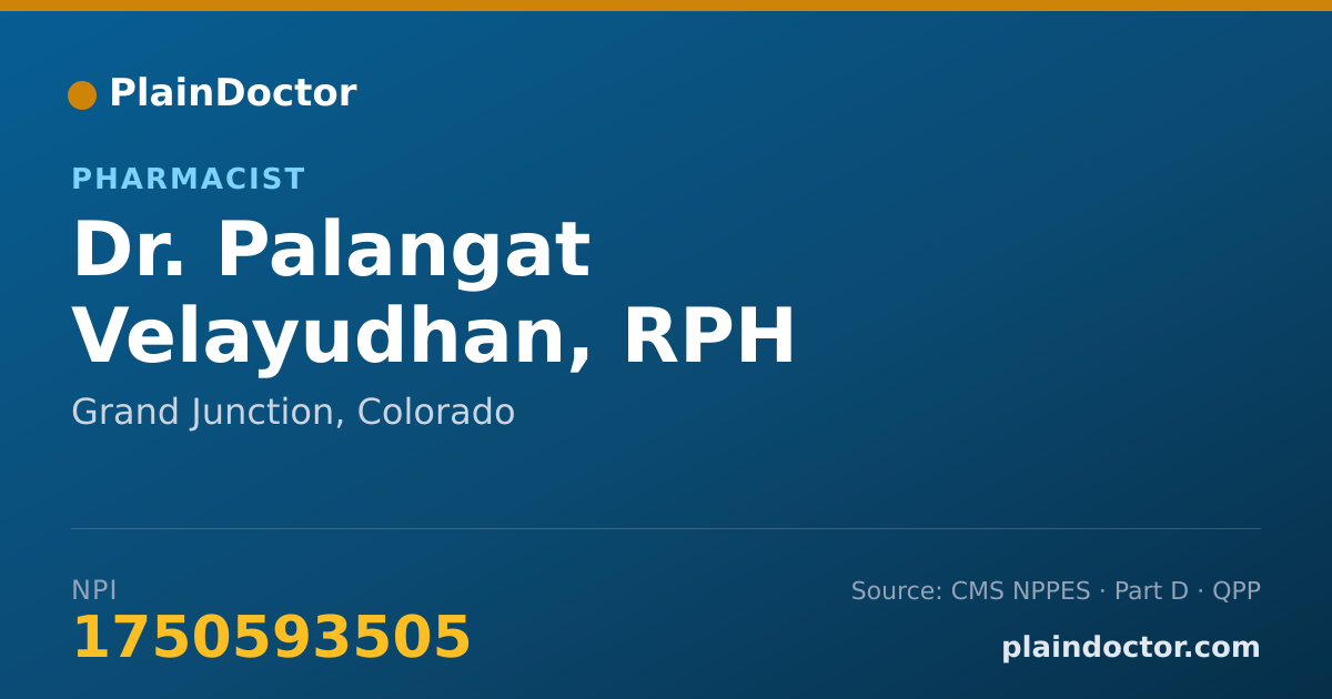 Shareable card for Palangat Velayudhan, RPH - Pharmacist, Grand Junction, CO