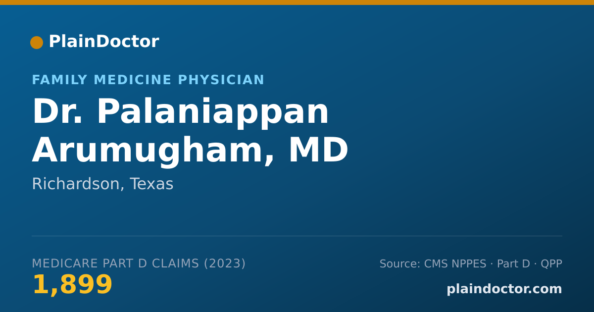 Shareable card for Palaniappan Arumugham, MD - Family Medicine Physician, Richardson, TX