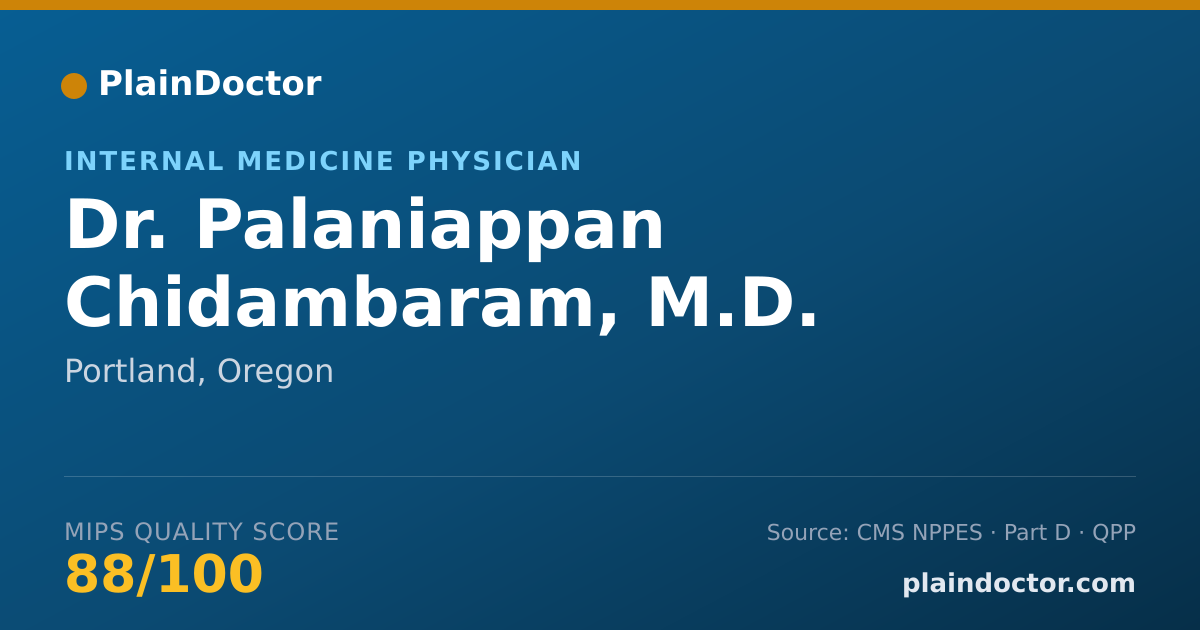 Shareable card for Palaniappan Chidambaram, M.D. - Internal Medicine Physician, Portland, OR