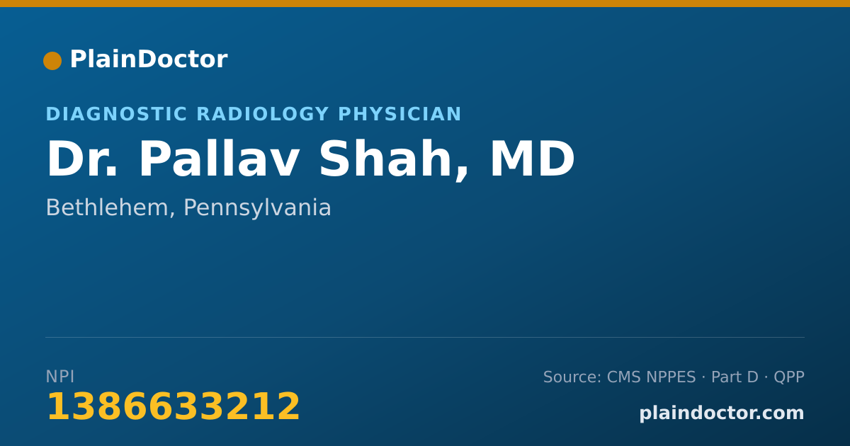 Shareable card for Pallav Shah, MD - Diagnostic Radiology Physician, Bethlehem, PA