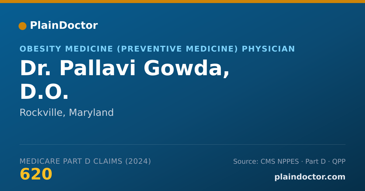 Shareable card for Pallavi Gowda, D.O. - Obesity Medicine (Preventive Medicine) Physician, Rockville, MD