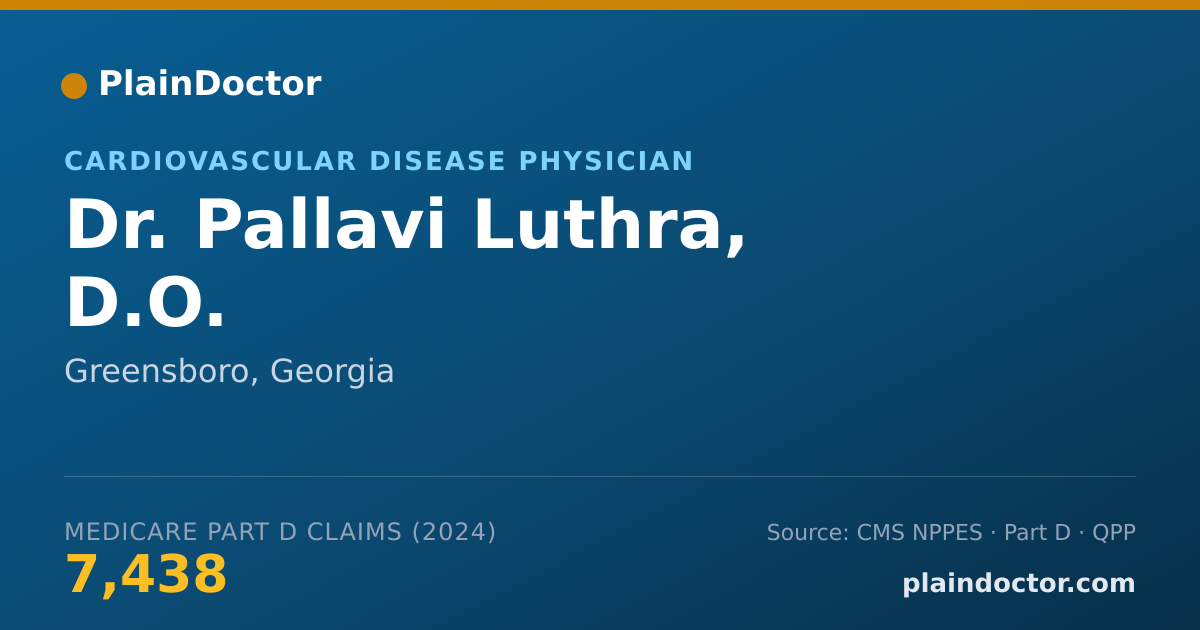Shareable card for Pallavi Luthra, D.O. - Cardiovascular Disease Physician, Greensboro, GA